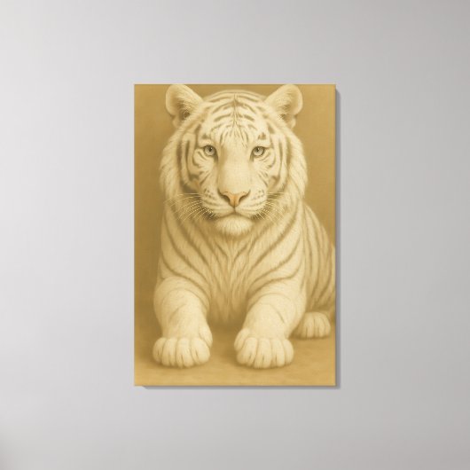 Ice Spirit White Tiger – Mystic Guardian of Calm P Canvas Afdruk (Voorkant)