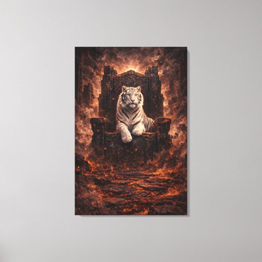 Ice Spirit White Tiger – Mystic Guardian of Calm P Canvas Afdruk (Voorkant)