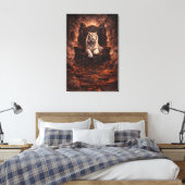 Ice Spirit White Tiger – Mystic Guardian of Calm P Canvas Afdruk (Insitu (Slaapkamer))