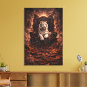 Ice Spirit White Tiger – Mystic Guardian of Calm P Canvas Afdruk (Insitu (Woonkamer))