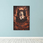 Ice Spirit White Tiger – Mystic Guardian of Calm P Canvas Afdruk (Insitu (Houten vloer))