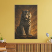 Ice Spirit White Tiger – Mystic Guardian of Calm P Canvas Afdruk (Insitu (Woonkamer))