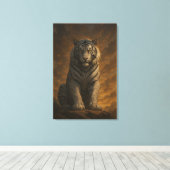 Ice Spirit White Tiger – Mystic Guardian of Calm P Canvas Afdruk (Insitu (Houten vloer))