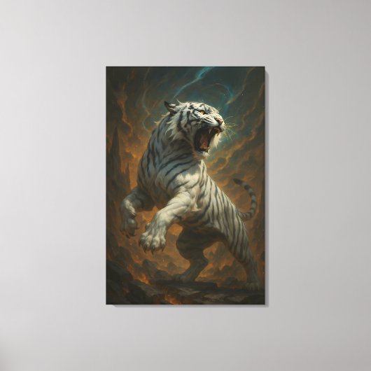 Ice Spirit White Tiger – Mystic Guardian of Calm P Canvas Afdruk (Voorkant)