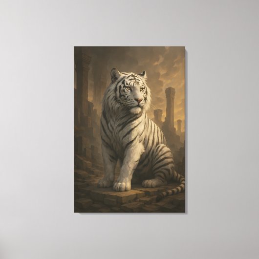 Ice Spirit White Tiger – Mystic Guardian of Calm P Canvas Afdruk (Voorkant)