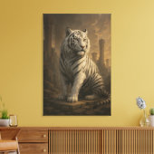 Ice Spirit White Tiger – Mystic Guardian of Calm P Canvas Afdruk (Insitu (Woonkamer))