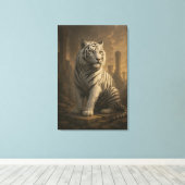 Ice Spirit White Tiger – Mystic Guardian of Calm P Canvas Afdruk (Insitu (Houten vloer))
