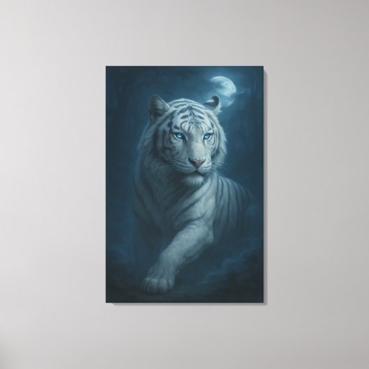 Ice Spirit White Tiger – Mystic Guardian of Calm P Canvas Afdruk (Voorkant)