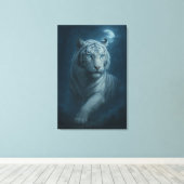 Ice Spirit White Tiger – Mystic Guardian of Calm P Canvas Afdruk (Insitu (Houten vloer))