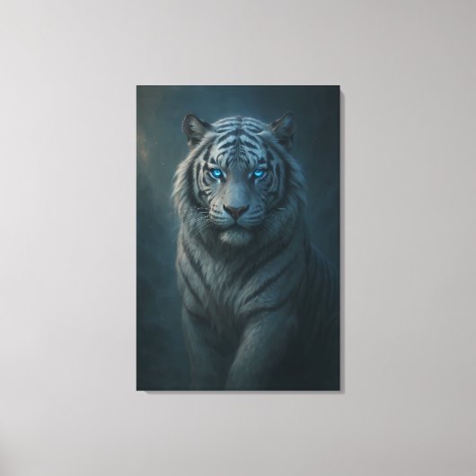 Ice Spirit White Tiger – Mystic Guardian of Calm P Canvas Afdruk (Voorkant)