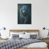Ice Spirit White Tiger – Mystic Guardian of Calm P Canvas Afdruk (Insitu (Slaapkamer))