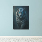 Ice Spirit White Tiger – Mystic Guardian of Calm P Canvas Afdruk (Insitu (Houten vloer))