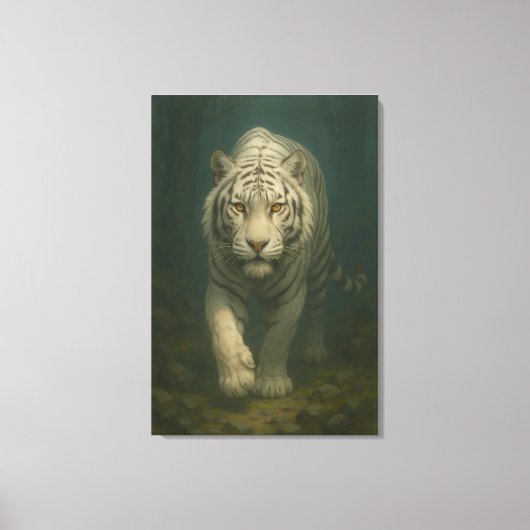 Ice Spirit White Tiger – Mystic Guardian of Calm P Canvas Afdruk (Voorkant)