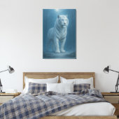 Ice Spirit White Tiger – Mystic Guardian of Calm P Canvas Afdruk (Insitu (Slaapkamer))