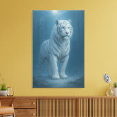 Ice Spirit White Tiger – Mystic Guardian of Calm P Canvas Afdruk (Insitu (Woonkamer))