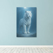 Ice Spirit White Tiger – Mystic Guardian of Calm P Canvas Afdruk (Insitu (Houten vloer))