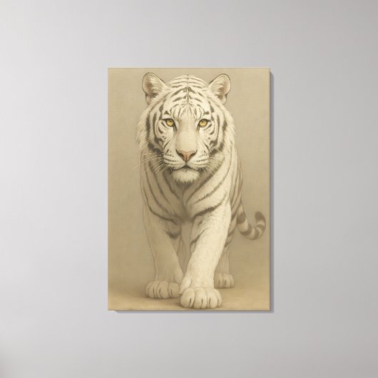 Ice Spirit White Tiger – Mystic Guardian of Calm P Canvas Afdruk (Voorkant)