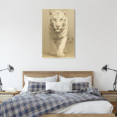 Ice Spirit White Tiger – Mystic Guardian of Calm P Canvas Afdruk (Insitu (Slaapkamer))