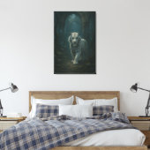 Ice Spirit White Tiger – Mystic Guardian of Calm P Canvas Afdruk (Insitu (Slaapkamer))
