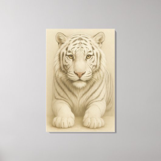 Ice Spirit White Tiger – Mystic Guardian of Calm P Canvas Afdruk (Voorkant)