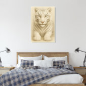 Ice Spirit White Tiger – Mystic Guardian of Calm P Canvas Afdruk (Insitu (Slaapkamer))