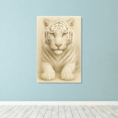 Ice Spirit White Tiger – Mystic Guardian of Calm P Canvas Afdruk (Insitu (Houten vloer))