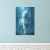 Ice Spirit White Tiger – Mystic Guardian of Calm P Canvas Afdruk (Insitu (Houten vloer))