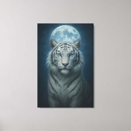 Ice Spirit White Tiger – Mystic Guardian of Calm P Canvas Afdruk (Voorkant)