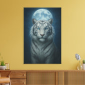 Ice Spirit White Tiger – Mystic Guardian of Calm P Canvas Afdruk (Insitu (Woonkamer))