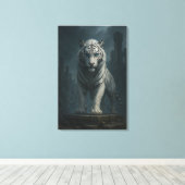 Ice Spirit White Tiger – Mystic Guardian of Calm P Canvas Afdruk (Insitu (Houten vloer))