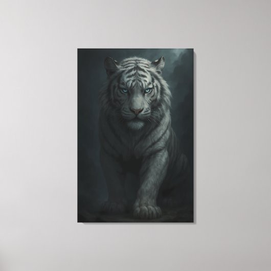 Ice Spirit White Tiger – Mystic Guardian of Calm P Canvas Afdruk (Voorkant)