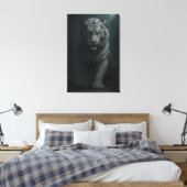Ice Spirit White Tiger – Mystic Guardian of Calm P Canvas Afdruk (Insitu (Slaapkamer))