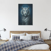Ice Spirit White Tiger – Mystic Guardian of Calm P Canvas Afdruk (Insitu (Slaapkamer))