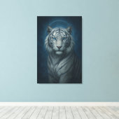 Ice Spirit White Tiger – Mystic Guardian of Calm P Canvas Afdruk (Insitu (Houten vloer))