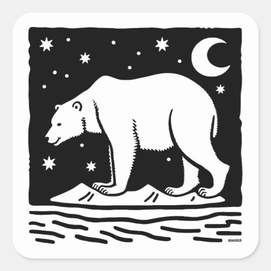 Ice Surfing Polar Beer Vierkante Sticker (Voorkant)