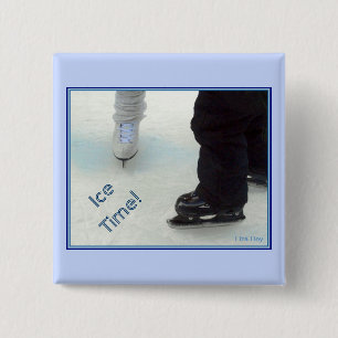 Ice Time. Square Pin Vierkante Button 5,1 Cm
