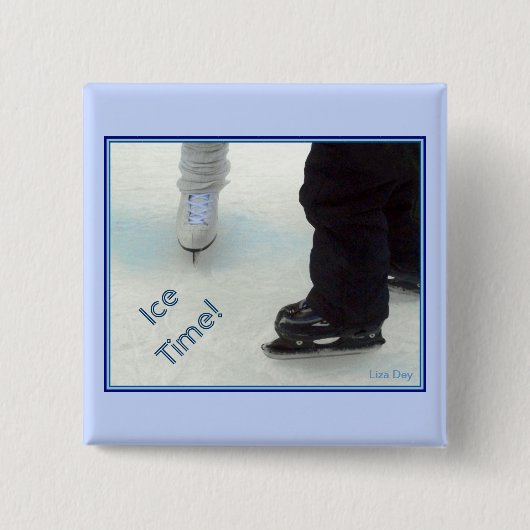 Ice Time. Square Pin Vierkante Button 5,1 Cm (Voorkant)