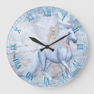 Ice Unicorn en Faerie Wall Clock Grote Klok