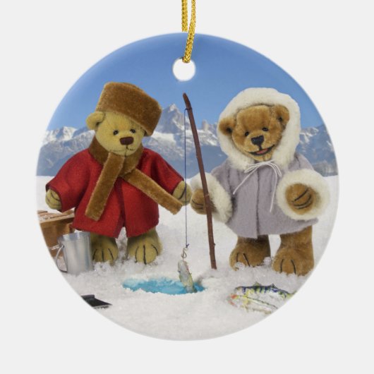 Ice Vist Dinky Beren Keramisch Ornament (Voorkant)
