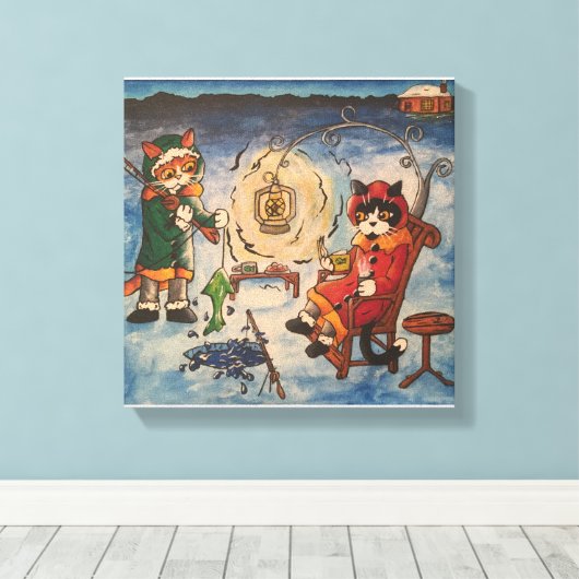 Ice Vist 's nachts Canvas Afdruk (Insitu (Houten vloer))