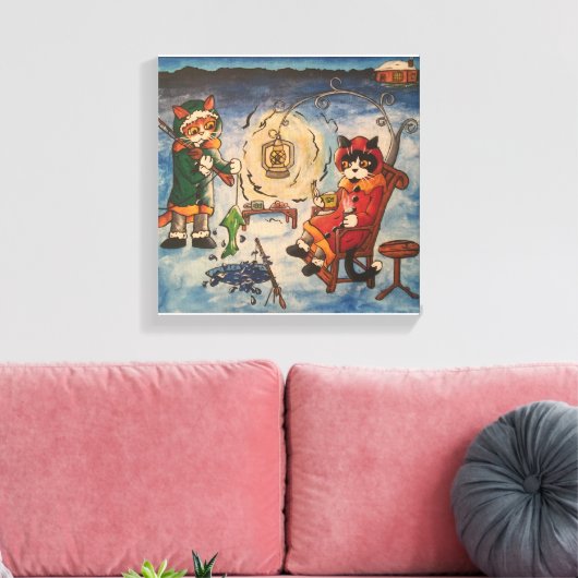 Ice Vist 's nachts Canvas Afdruk (Insitu (Woonkamer))