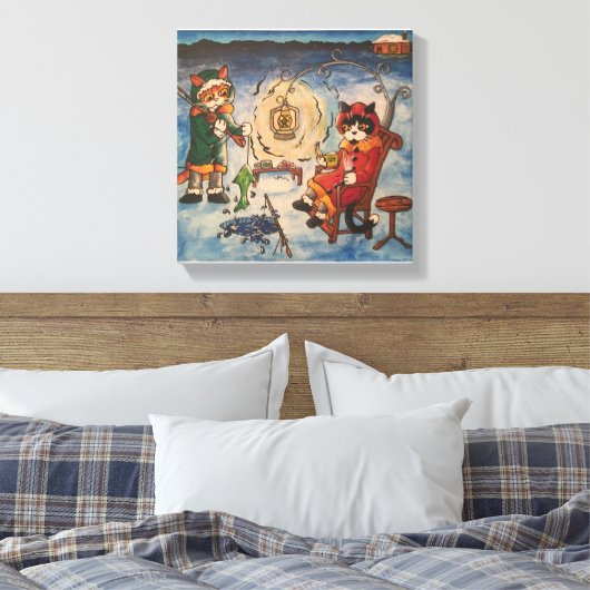 Ice Vist 's nachts Canvas Afdruk (Insitu (Slaapkamer))