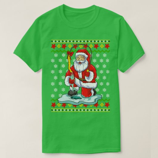 Ice Vist Sinterklaas Visser Lelijke Kerst S T-shirt (Design voorkant)