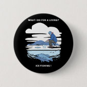 Ice Vist - Winter Fisherman Design Ronde Button 5,7 Cm (Voorkant)