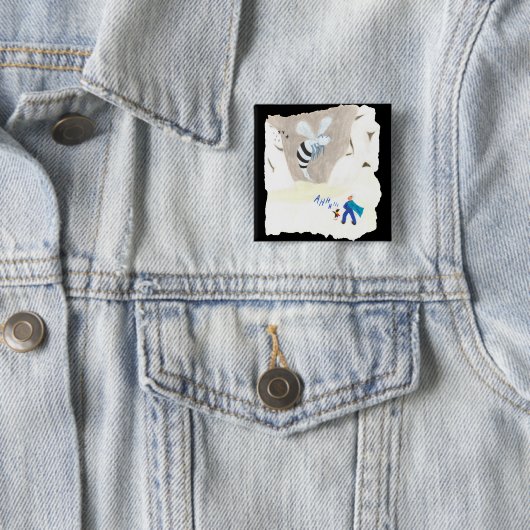 Ice Wasp Mountain Vierkante Button 5,1 Cm (In situ)