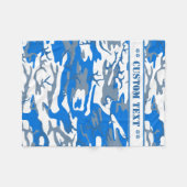 Ice Water Blue Camo met aangepaste tekst Fleece Deken (Voorkant (Horizontaal))