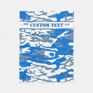 Ice Water Blue Camo met aangepaste tekst Fleece Deken