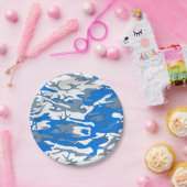 Ice Water Blue Camo Papieren Bordje (Feest)