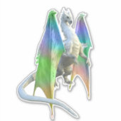 Ice White Dragon regenboog vleugels fantasie Sticker (Voorkant)