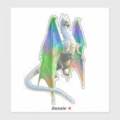 Ice White Dragon regenboog vleugels fantasie Sticker (Vel)